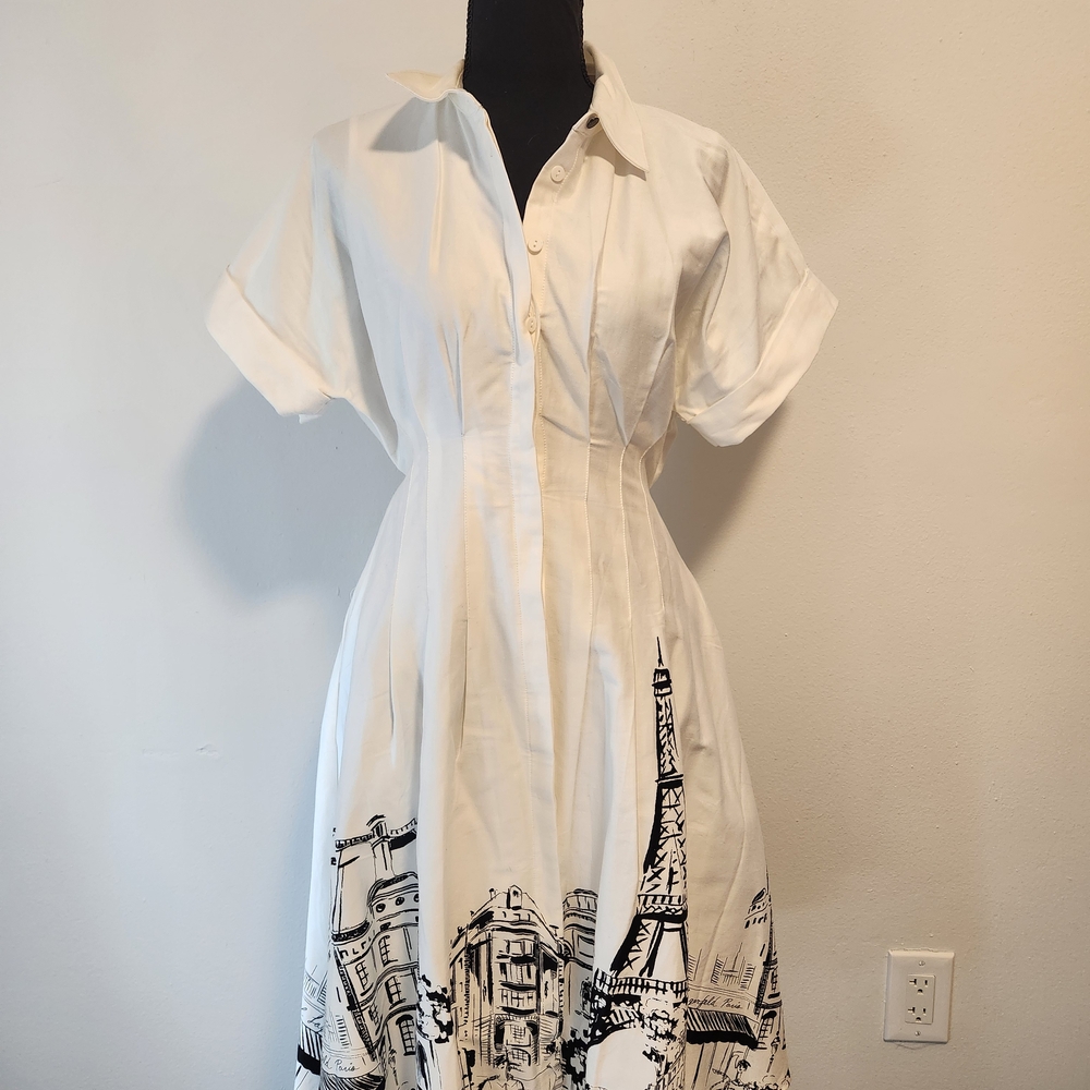 Karl Lagerfeld White Midi Dress with Black Graphic